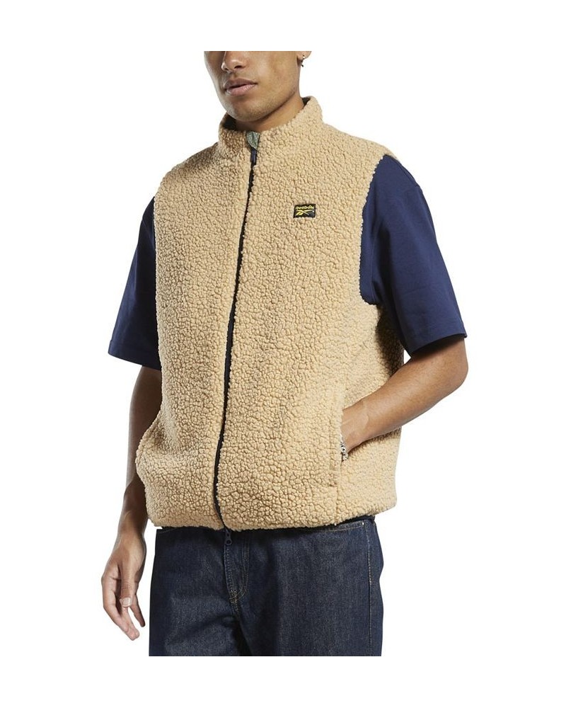 Men's Reversible Cord Sherpa-Fleece Vest Brown $25.60 Jackets