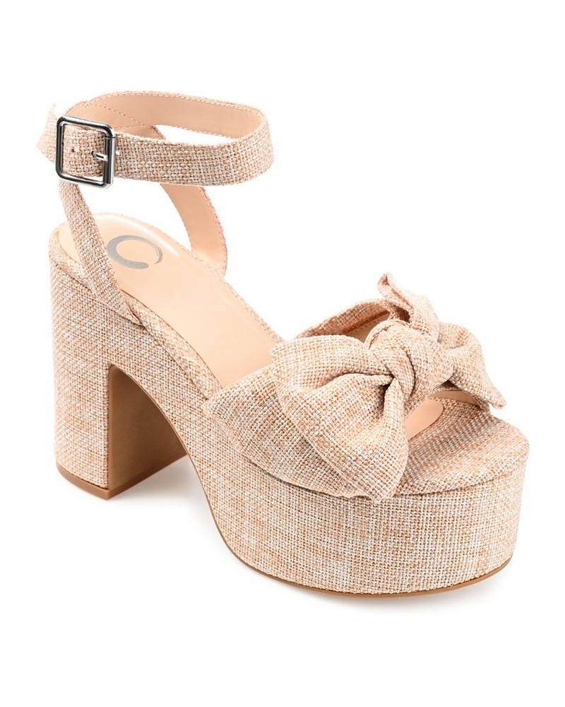 Women's Zenni Platform Bow Sandals Tan/Beige $49.20 Shoes