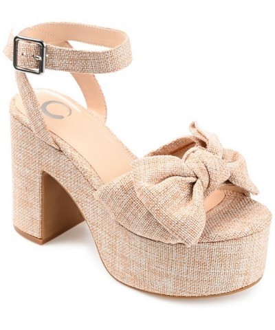 Women's Zenni Platform Bow Sandals Tan/Beige $49.20 Shoes