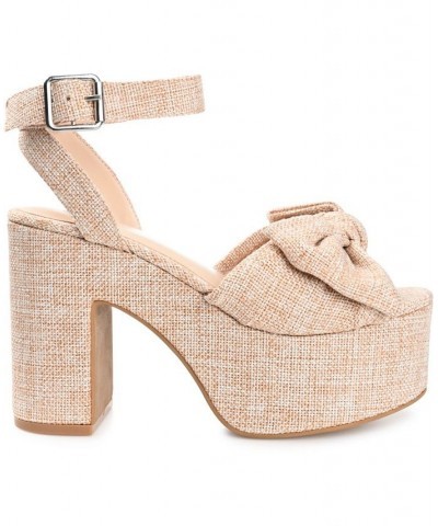 Women's Zenni Platform Bow Sandals Tan/Beige $49.20 Shoes