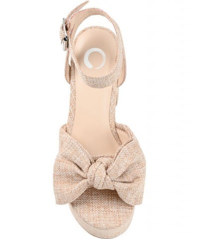 Women's Zenni Platform Bow Sandals Tan/Beige $49.20 Shoes