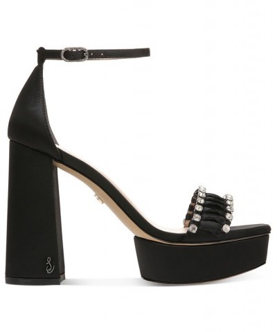 Women's Ninette Rhinestone Platform Sandals Black $59.00 Shoes