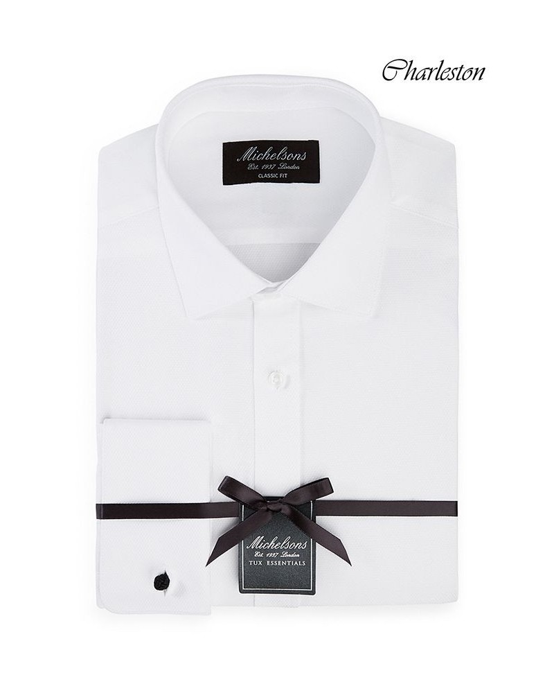 of London Men's Classic/Regular Fit Solid French Cuff Tuxedo Shirt White $23.63 Dress Shirts