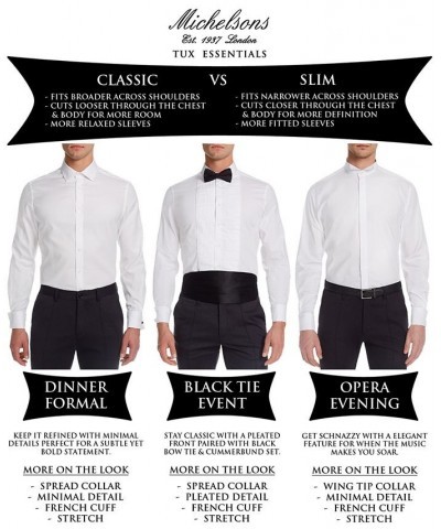 of London Men's Classic/Regular Fit Solid French Cuff Tuxedo Shirt White $23.63 Dress Shirts