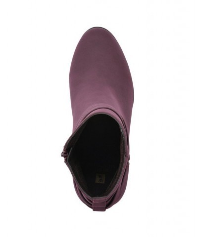 Women's Spade Heeled Lug Sole Ankle Booties Purple $38.49 Shoes