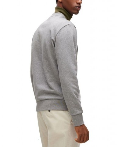 BOSS Men's Oversized-Fit French-Terry Sweatshirt Silver $71.40 Sweatshirt