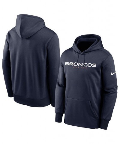 Men's Navy Denver Broncos Fan Gear Wordmark Performance Pullover Hoodie $34.85 Sweatshirt