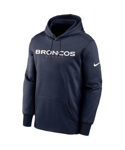 Men's Navy Denver Broncos Fan Gear Wordmark Performance Pullover Hoodie $34.85 Sweatshirt