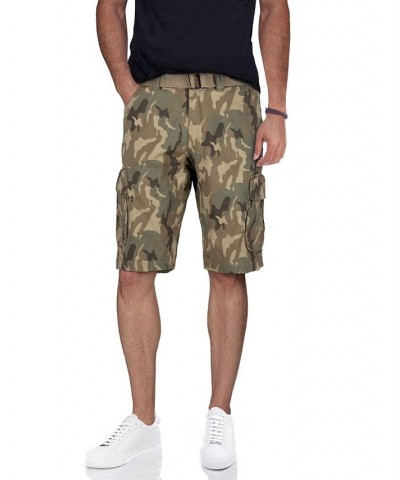 Men's Belted Double Pocket Cargo Shorts Desert Camo $22.32 Shorts