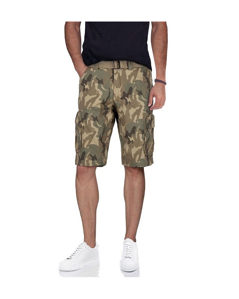 Men's Belted Double Pocket Cargo Shorts Desert Camo $22.32 Shorts