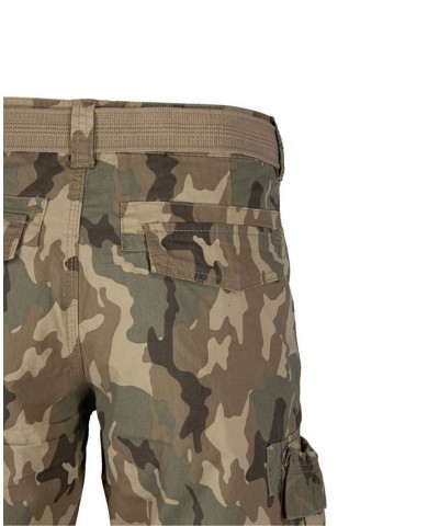 Men's Belted Double Pocket Cargo Shorts Desert Camo $22.32 Shorts