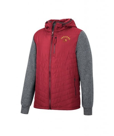 Men's Cardinal, Charcoal USC Trojans Course Herringbone Full-Zip Hoodie $40.85 Jackets