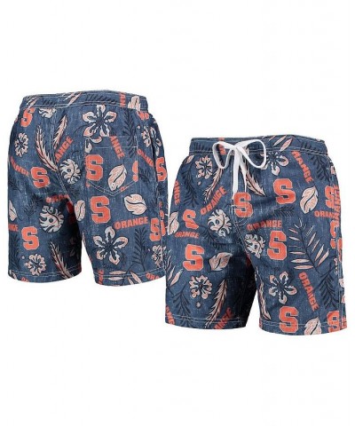 Men's Navy Syracuse Orange Vintage-Like Floral Swim Trunks $30.80 Swimsuits