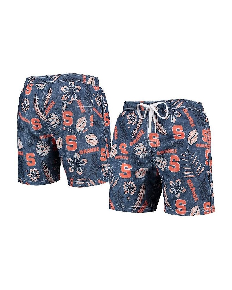 Men's Navy Syracuse Orange Vintage-Like Floral Swim Trunks $30.80 Swimsuits