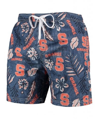 Men's Navy Syracuse Orange Vintage-Like Floral Swim Trunks $30.80 Swimsuits