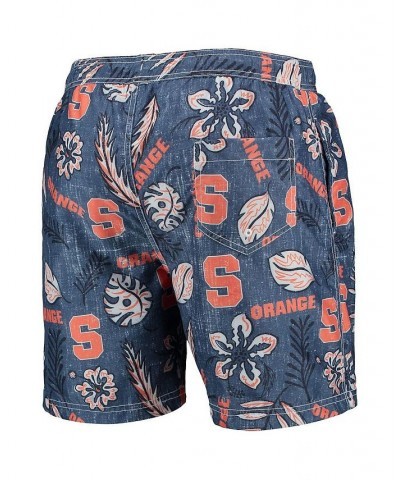 Men's Navy Syracuse Orange Vintage-Like Floral Swim Trunks $30.80 Swimsuits