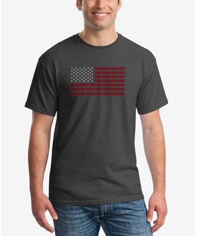 Men's Word Art USA Flag T-shirt Gray $14.00 T-Shirts
