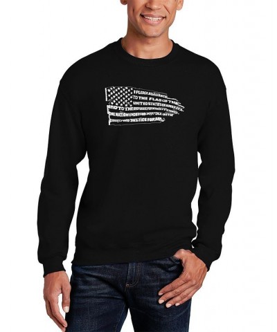 Men's Pledge of Allegiance Flag Word Art Crewneck Sweatshirt Black $27.49 Sweatshirt