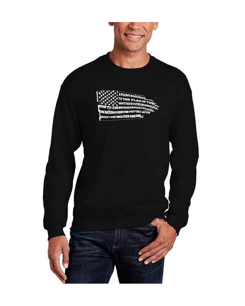 Men's Pledge of Allegiance Flag Word Art Crewneck Sweatshirt Black $27.49 Sweatshirt