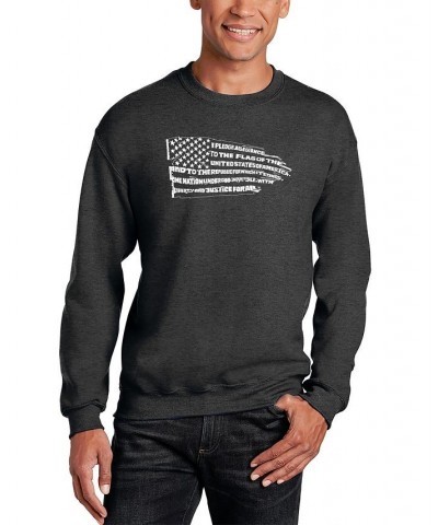 Men's Pledge of Allegiance Flag Word Art Crewneck Sweatshirt Black $27.49 Sweatshirt