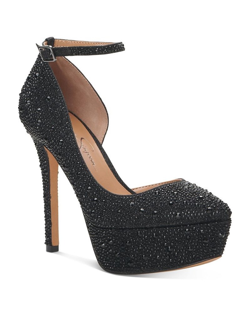 Women's Ormanda Embellished Platform Pumps Black $51.43 Shoes