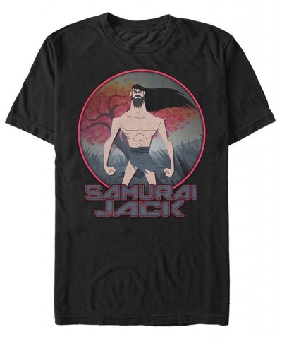 Men's Samurai Jack The Meditating Warrior Badge Short Sleeve T- shirt Black $16.80 T-Shirts