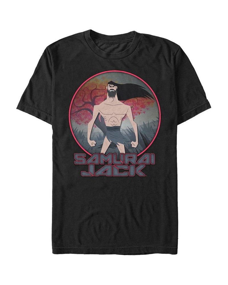 Men's Samurai Jack The Meditating Warrior Badge Short Sleeve T- shirt Black $16.80 T-Shirts