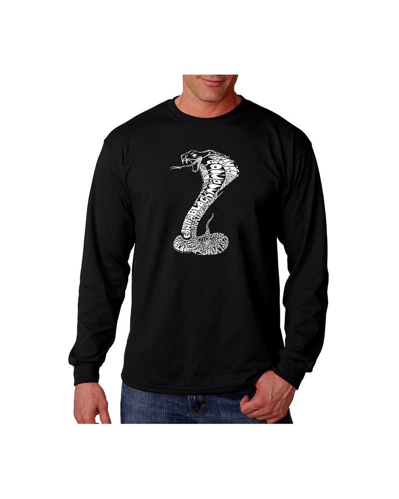 Men's Word Art Long Sleeve T-Shirt - Types of Snakes Black $21.99 T-Shirts