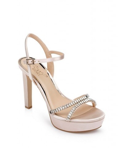 Women's Gallant Platform Evening Sandals Tan/Beige $44.48 Shoes