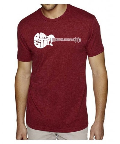 Men's Premium Word Art T-Shirt - Don't Stop Believin Red $23.84 T-Shirts