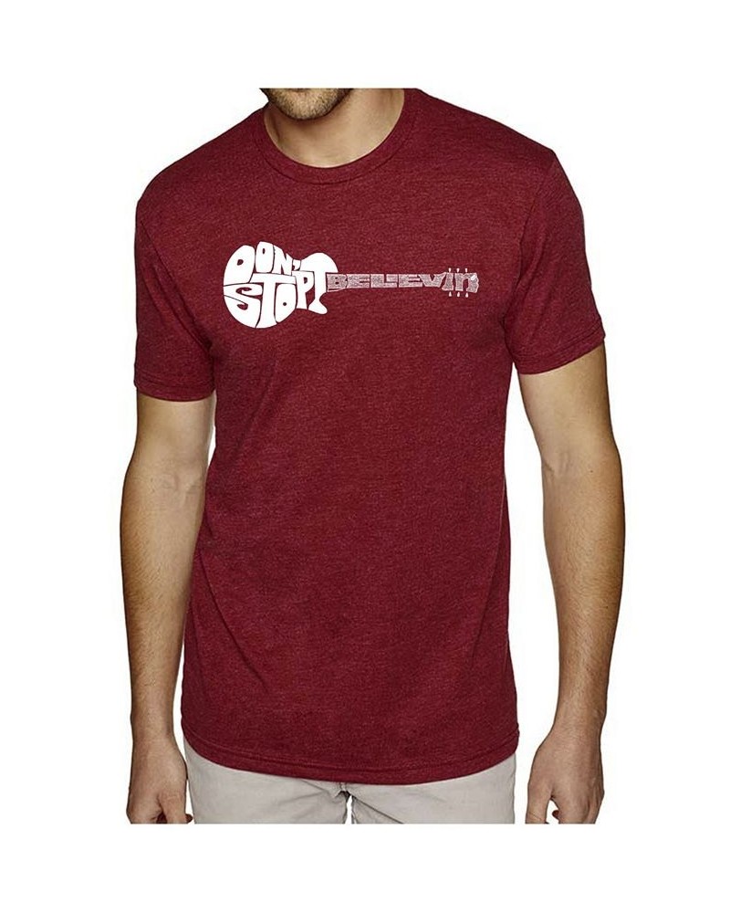 Men's Premium Word Art T-Shirt - Don't Stop Believin Red $23.84 T-Shirts