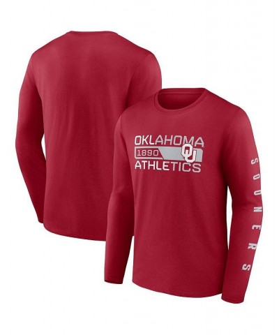 Men's Crimson Oklahoma Sooners Broad Jump 2-Hit Long Sleeve T-shirt $13.60 T-Shirts