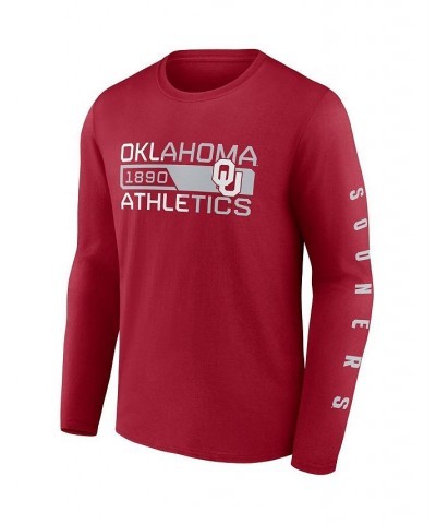 Men's Crimson Oklahoma Sooners Broad Jump 2-Hit Long Sleeve T-shirt $13.60 T-Shirts