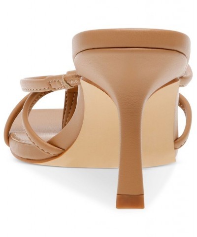 Women's Zini Strappy Kitten-Heel Dress Sandals Brown $33.81 Shoes