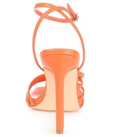 Women's Louella Strappy Stilettos Orange $49.35 Shoes