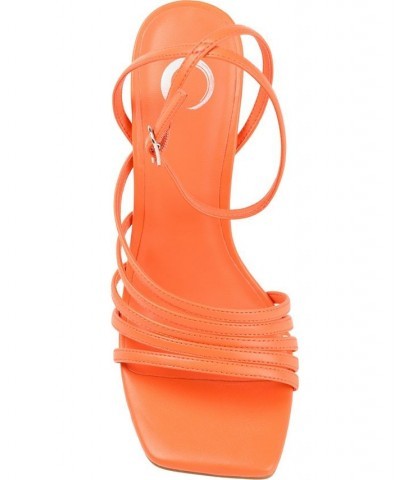 Women's Louella Strappy Stilettos Orange $49.35 Shoes