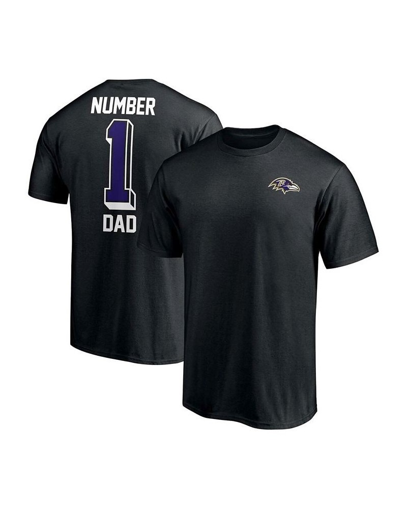 Men's Black Baltimore Ravens 1 Dad T-shirt $13.94 T-Shirts