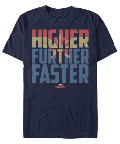 Marvel Men's Captain Marvel Higher Further Faster Quote, Short Sleeve T-shirt Blue $17.50 T-Shirts