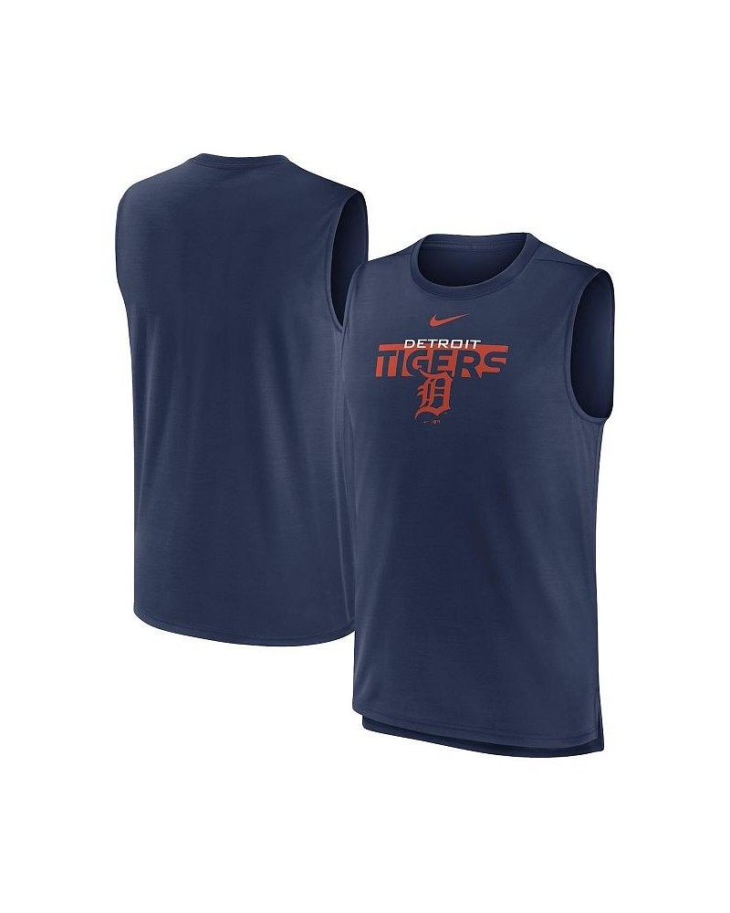 Men's Navy Detroit Tigers Knockout Stack Exceed Performance Muscle Tank Top $25.64 T-Shirts