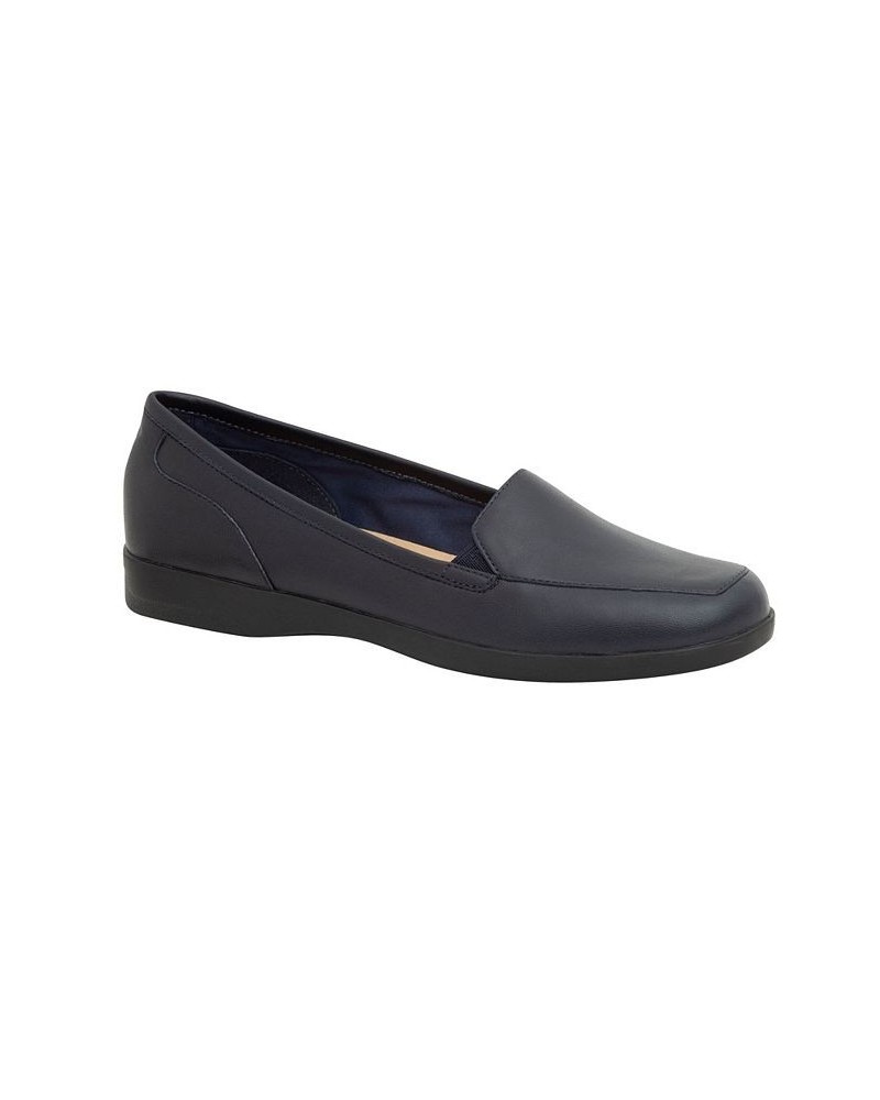 Women's Devitt Square Toe Slip-on Casual Flats Blue $43.61 Shoes