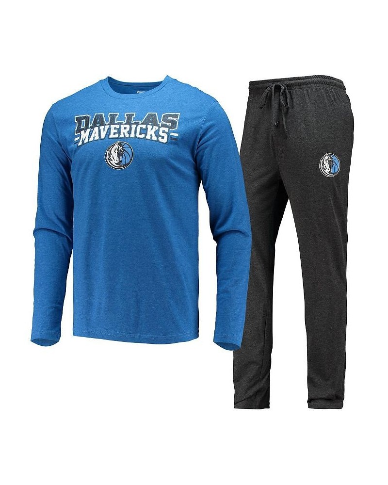 Men's Black, Blue Dallas Mavericks Long Sleeve T-shirt and Pants Sleep Set $24.75 Pajama