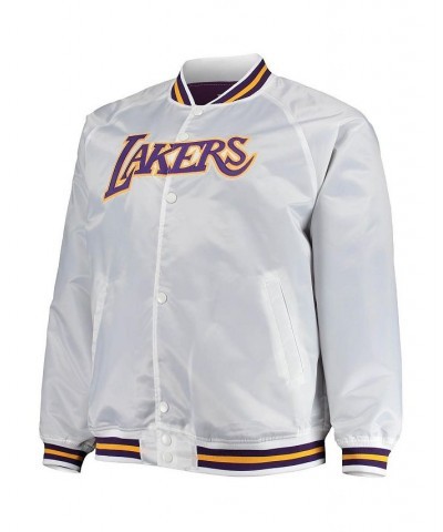 Men's White Los Angeles Lakers Big and Tall Hardwood Classics Raglan Satin Full-Snap Jacket $54.99 Jackets