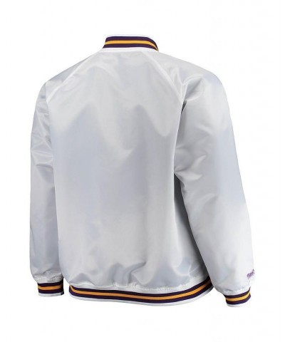 Men's White Los Angeles Lakers Big and Tall Hardwood Classics Raglan Satin Full-Snap Jacket $54.99 Jackets