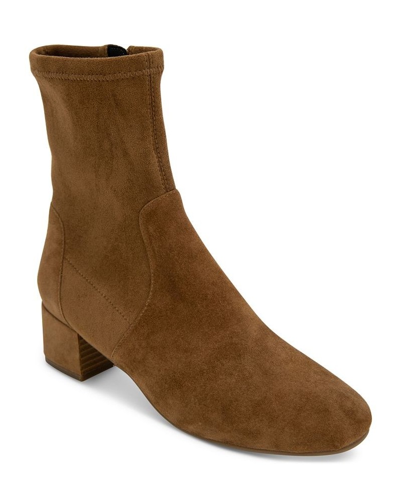 Women's Ella Stretch Dress Booties Brown $89.87 Shoes