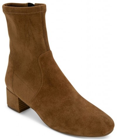 Women's Ella Stretch Dress Booties Brown $89.87 Shoes