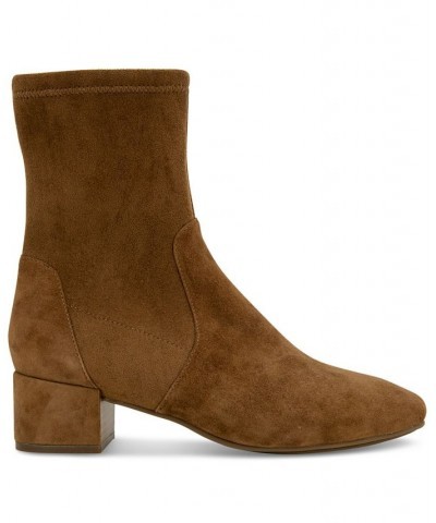 Women's Ella Stretch Dress Booties Brown $89.87 Shoes