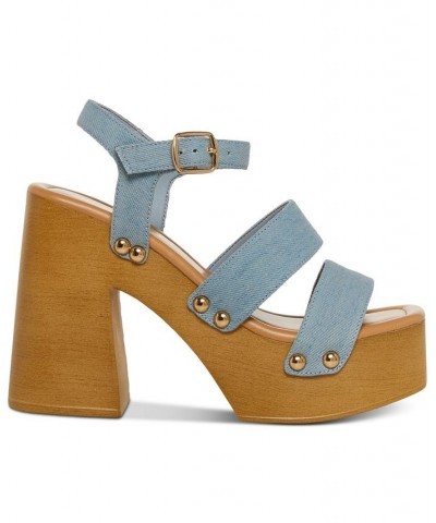 Women's Greenville Studded Platform Sandals Blue $37.95 Shoes