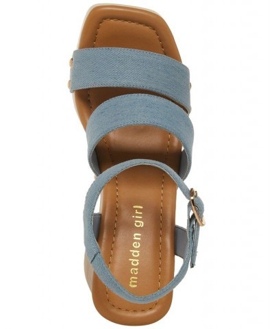 Women's Greenville Studded Platform Sandals Blue $37.95 Shoes