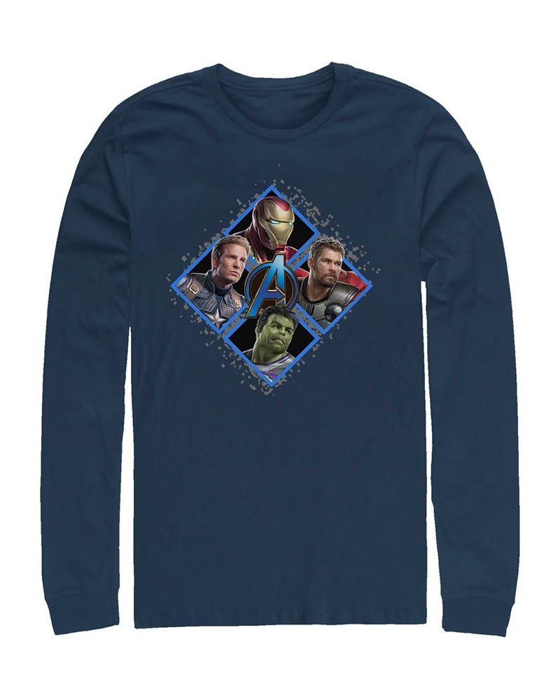 Marvel Men's Avengers Endgame Hero Four Square, Long Sleeve T-shirt Blue $22.79 T-Shirts