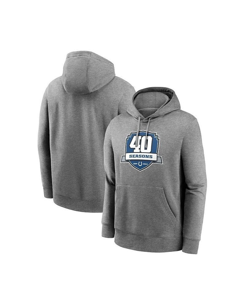 Men's Heather Gray Indianapolis Colts 40th Anniversary Club Pullover Hoodie $43.34 Sweatshirt